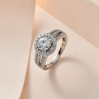 Moissanite Ring in Platinum Overlay Sterling Silver 1.42 Ct.