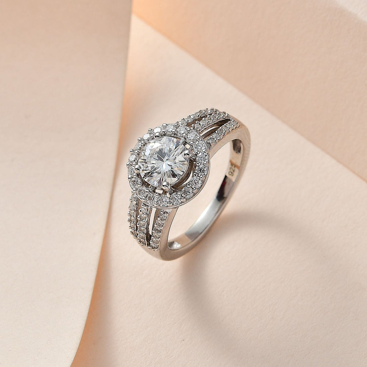 Moissanite Ring in Platinum Overlay Sterling Silver 1.42 Ct. 7581766 1