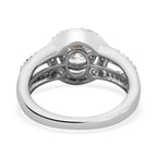 Moissanite Ring in Platinum Overlay Sterling Silver 1.42 Ct.