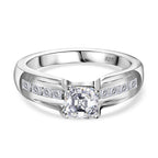 Moissanite Ring in Platinum Overlay Sterling Silver 1.15 Ct.