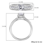 Moissanite Ring in Platinum Overlay Sterling Silver 1.15 Ct.