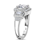 Moissanite Ring in Rhodium Overlay Sterling Silver 2.21 Ct