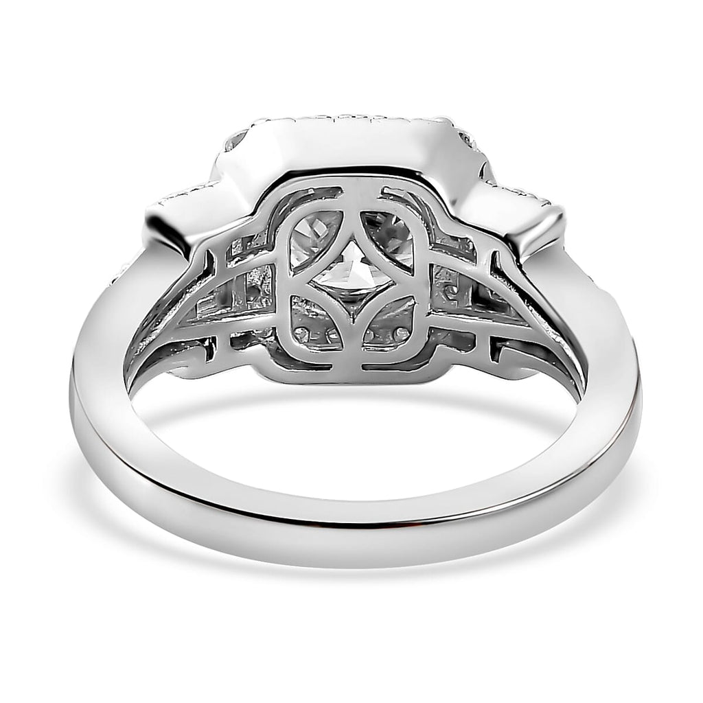 Moissanite Ring in Rhodium Overlay Sterling Silver 2.21 Ct