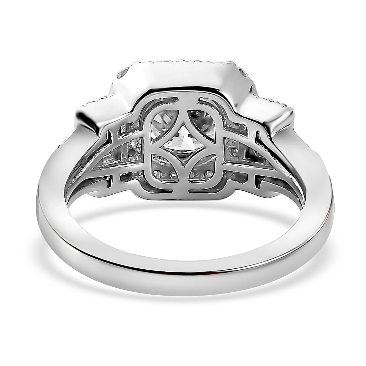 Moissanite Halo Ring in Rhodium Overlay Sterling Silver 2.21 Ct 7783888 4
