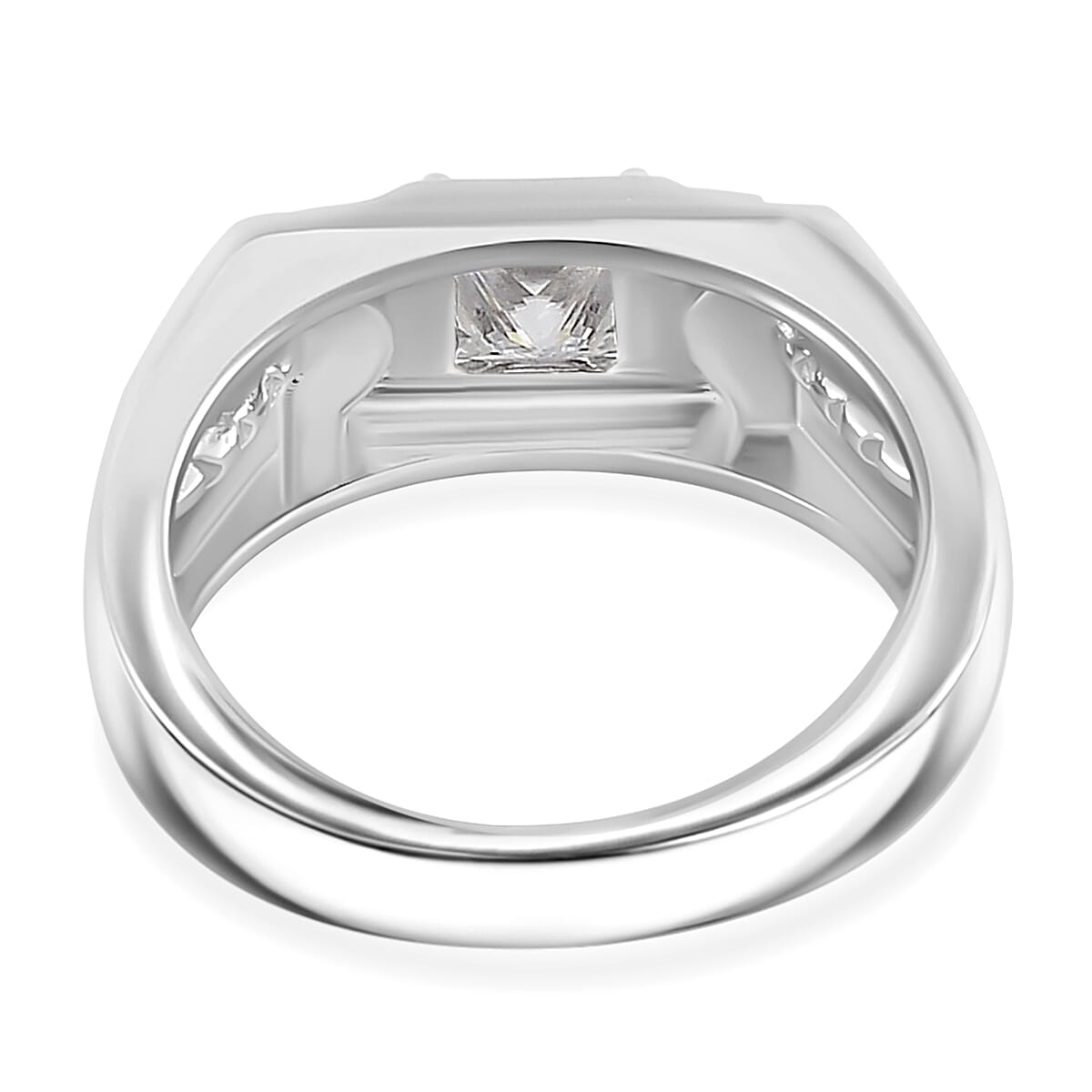 Moissanite Princess Cut Signet Ring in Rhodium Overlay Sterling Silver 1.23 ct. 7793598 4