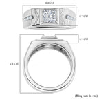 Moissanite Princess Cut Signet Ring in Rhodium Overlay Sterling Silver 1.23 Ct, Silver Wt. 6.00 Gms.