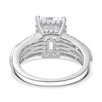 Moissanite Emerald Cut Ring in Platinum Overlay Sterling Silver Ct 4.63