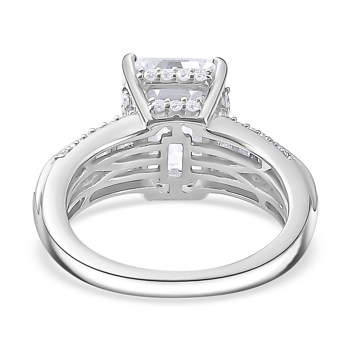 Moissanite Emerald-Cut Ring in Platinum Overlay Sterling Silver 4.63 Ct. 7794705 4