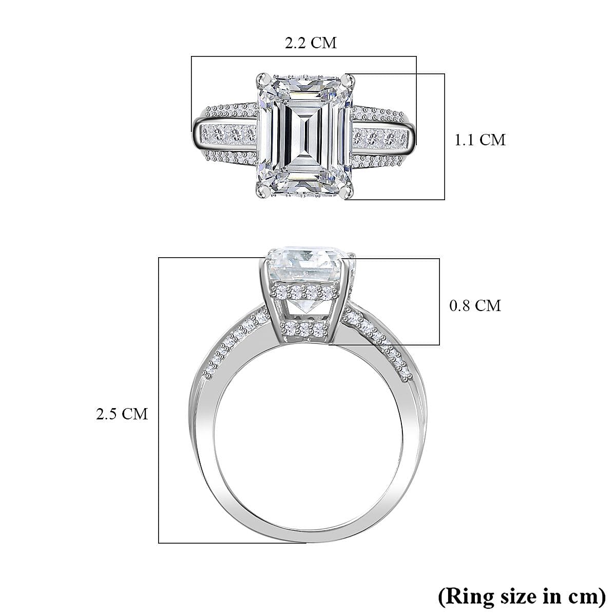 Moissanite Emerald-Cut Ring in Platinum Overlay Sterling Silver 4.63 Ct. 7794705 5