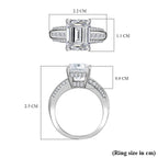 Moissanite Emerald Cut Ring in Platinum Overlay Sterling Silver Ct 4.63