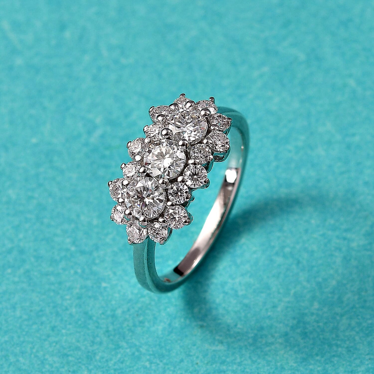 Moissanite Boat Ring in Rhodium Overlay Sterling Silver 1.30 Ct. 8054003 2
