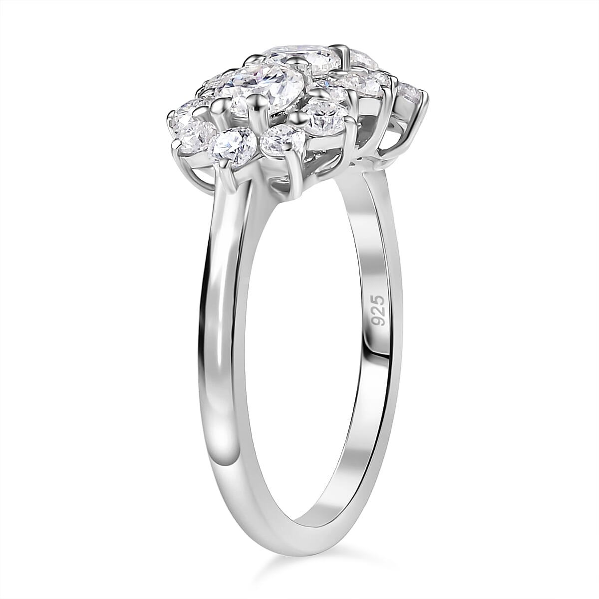 Moissanite Boat Ring in Rhodium Overlay Sterling Silver 1.30 Ct. 8054003 4