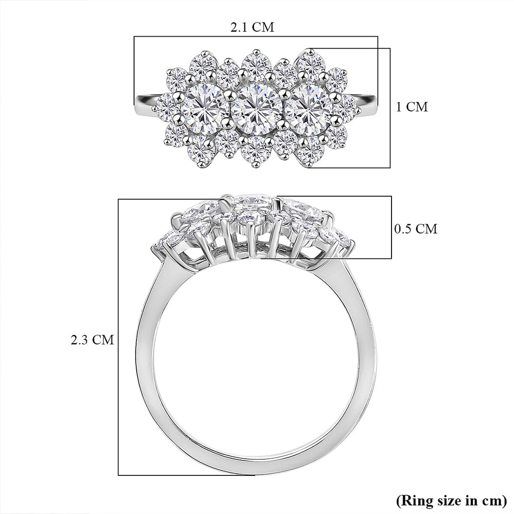 Moissanite Boat Ring in Rhodium Overlay Sterling Silver 1.30 Ct.