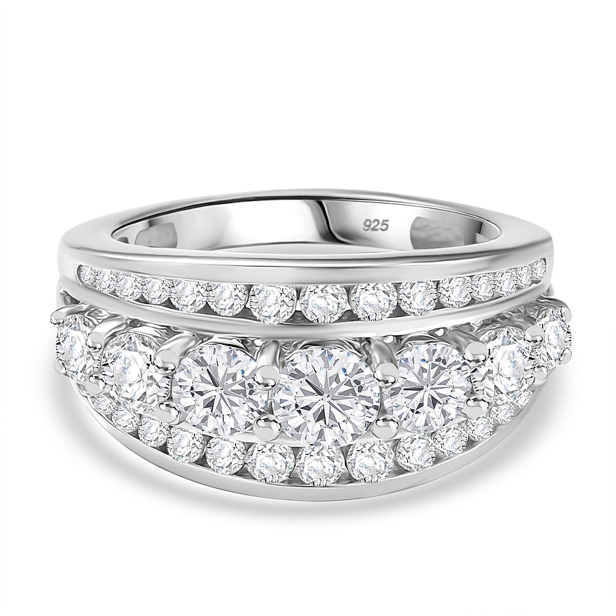 2 Ct. Moissanite Cluster Ring in Rhodium Sterling Silver 8055564 0