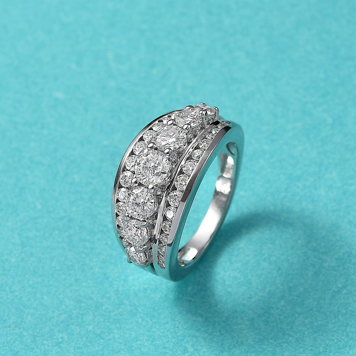 2 Ct. Moissanite Cluster Ring in Rhodium Sterling Silver 8055564 2