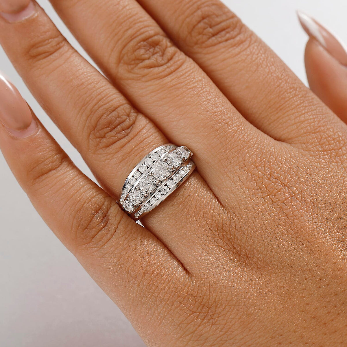 2 Ct. Moissanite Cluster Ring in Rhodium Sterling Silver 8055564 3