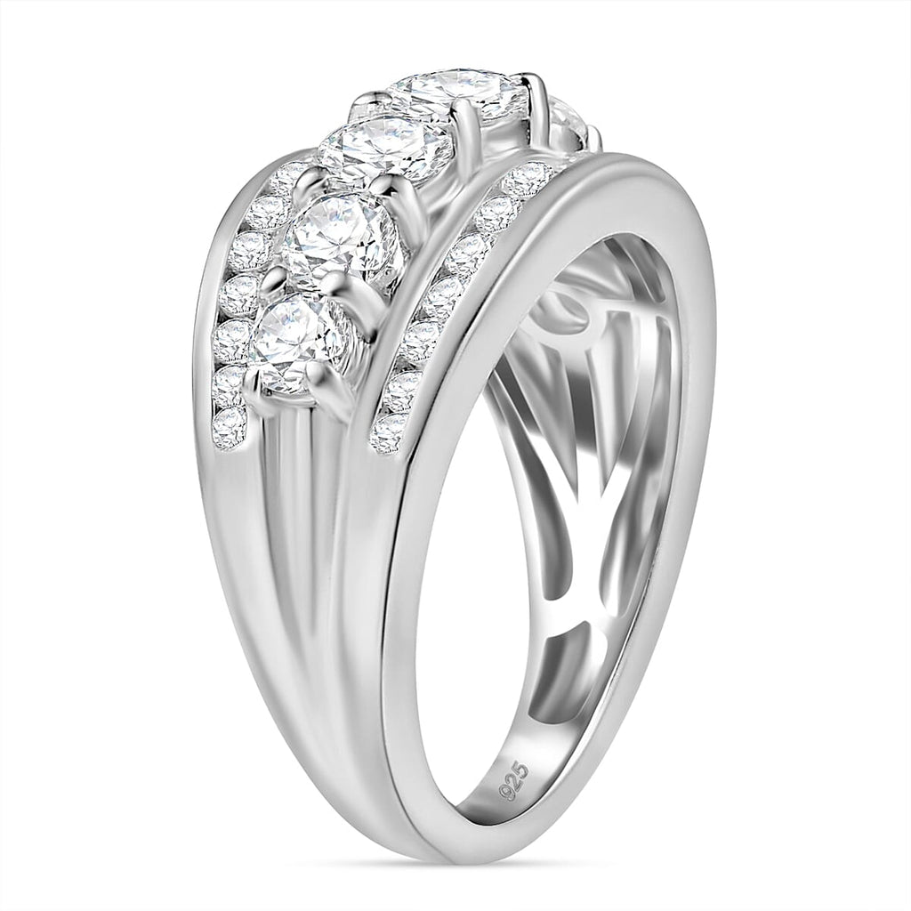 Moissanite Ring in Rhodium Overlay Sterling Silver 1.96 Ct.