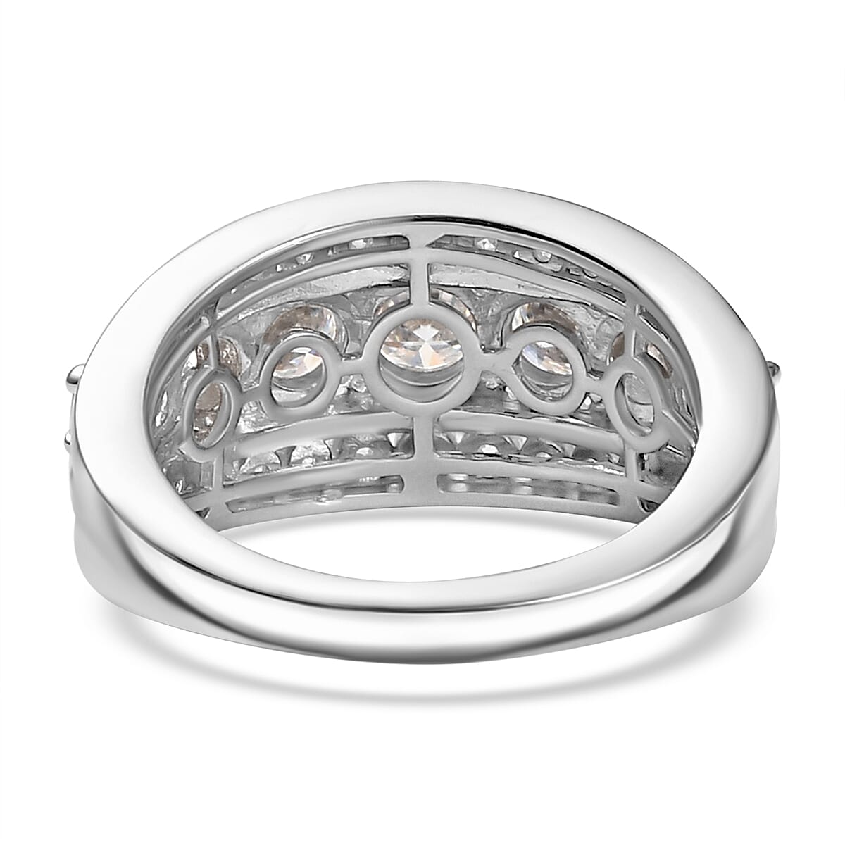 2 Ct. Moissanite Cluster Ring in Rhodium Sterling Silver 8055564 5