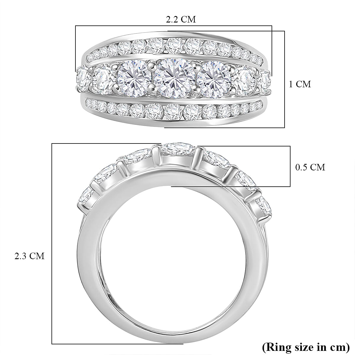2 Ct. Moissanite Cluster Ring in Rhodium Sterling Silver 8055564 6