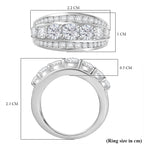Moissanite Ring in Rhodium Overlay Sterling Silver 1.96 Ct.