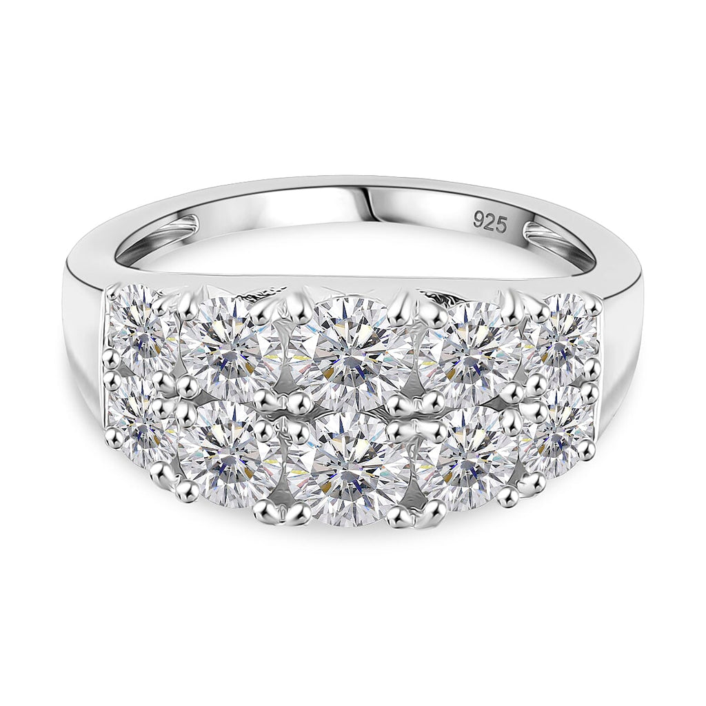 Moissanite GRA Certified (VVS1-D) Ring in Rhodium Overlay Sterling Silver 2.36 Ct.