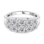 Moissanite GRA Certified (VVS1-D) Ring in Rhodium Overlay Sterling Silver 2.36 Ct.