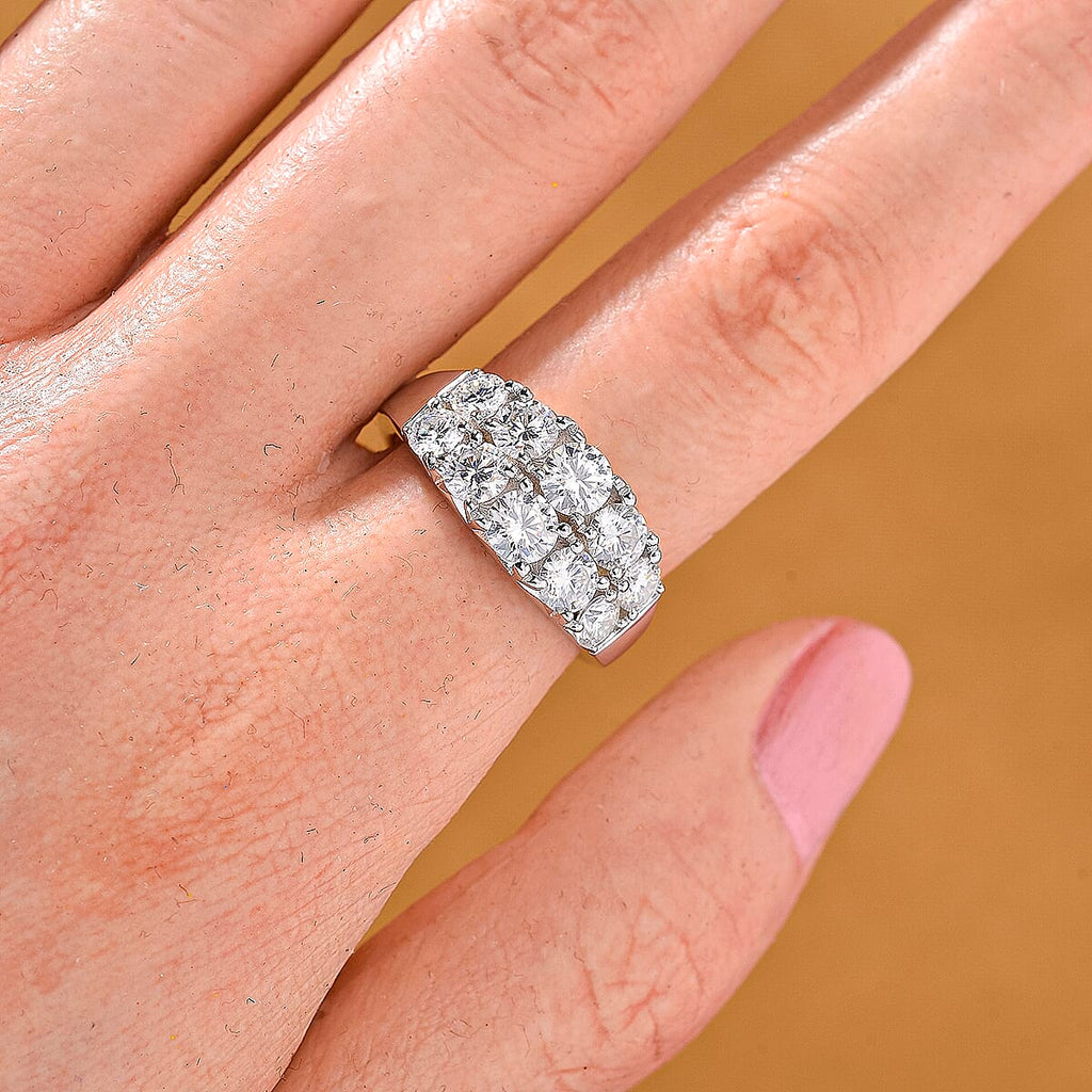 Moissanite GRA Certified (VVS1-D) Ring in Rhodium Overlay Sterling Silver 2.36 Ct.