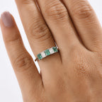 AAA Gemfields Moissanite 5 Stone Ring in Rhodium Overlay Sterling Silver 1.01 Ct.