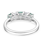 AAA Gemfields Moissanite 5 Stone Ring in Rhodium Overlay Sterling Silver 1.01 Ct.