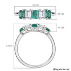 AAA Gemfields Moissanite 5 Stone Ring in Rhodium Overlay Sterling Silver 1.01 Ct.