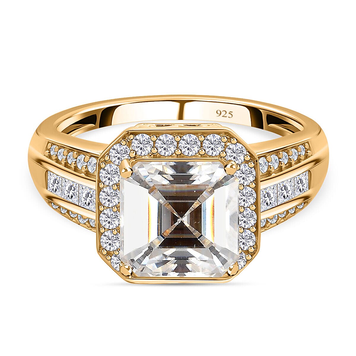 Moissanite Halo Ring in 18K Vermeil Yellow Gold Plated Sterling Silver 4.97 Ct. 7326935 2