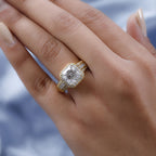 Moissanite Halo Ring in 18K Vermeil Yellow Gold Plated Sterling Silver 4.97 Ct.