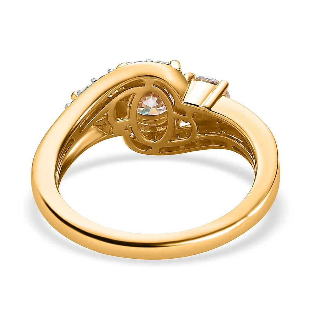 Moissanite Ring in 18K Vermeil Yellow Gold Plated Sterling Silver