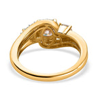 Moissanite Ring in 18K Vermeil Yellow Gold Plated Sterling Silver