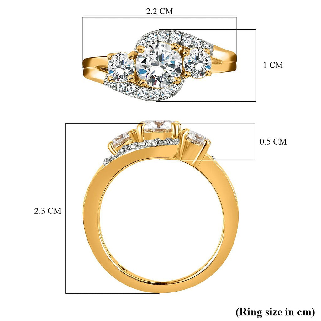 Moissanite Ring in 18K Vermeil Yellow Gold Plated Sterling Silver