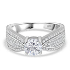 Designer Inspired - Moissanite Ring In platinum Overlay Sterling Silver 1.55 Cts