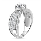 Designer Inspired - Moissanite Ring In platinum Overlay Sterling Silver 1.55 Cts