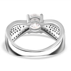 Designer Inspired - Moissanite Ring In platinum Overlay Sterling Silver 1.55 Cts