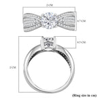 Designer Inspired - Moissanite Ring In platinum Overlay Sterling Silver 1.55 Cts