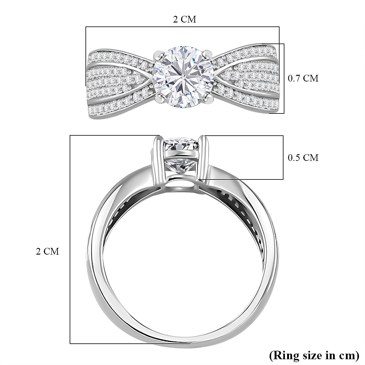 Designer Inspired - Moissanite Ring in Platinum Overlay Sterling Silver 7808783 5