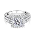 Brand New - Princess Cut Moissanite Ring in Rhodium Overlay Sterling Silver 2.80 Ct.