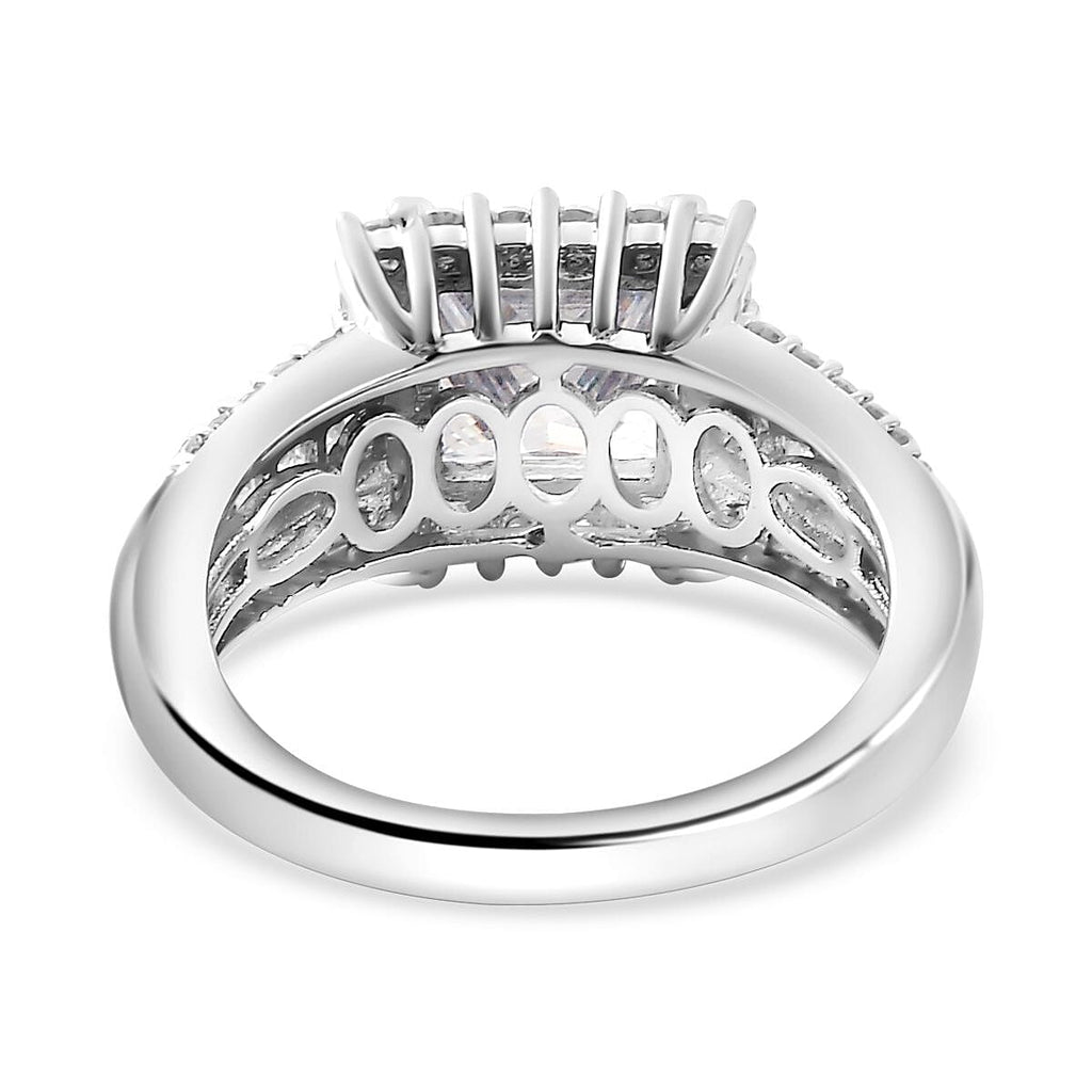 Brand New - Princess Cut Moissanite Ring in Rhodium Overlay Sterling Silver 2.80 Ct.