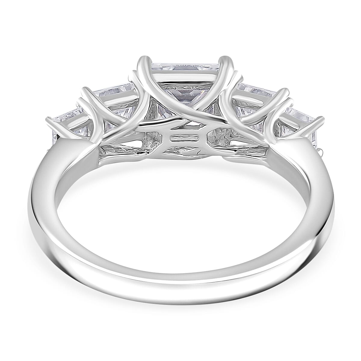 RADIANTA GRA Certified 2.24 Ct. Moissanite 5-Stone Ring in Rhodium Overlay Sterling Silver (D-VVS1) V32734277 5