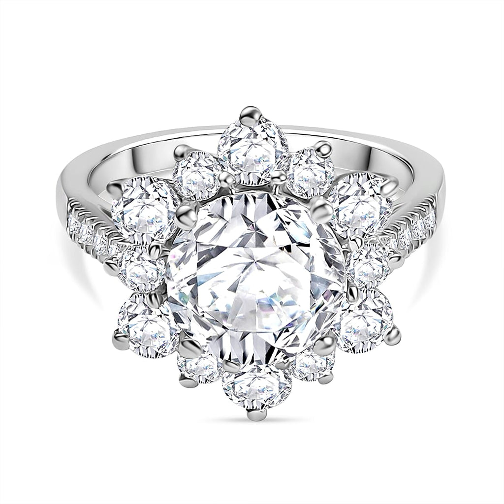 Moissanite Ring in Rhodium Overlay Sterling Silver 3.90 Ct.