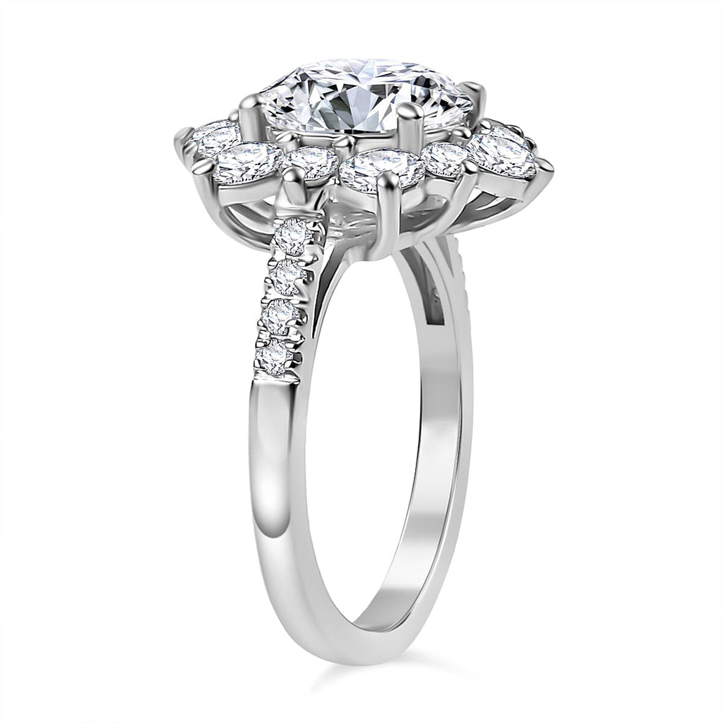 Moissanite Ring in Rhodium Overlay Sterling Silver 3.90 Ct.