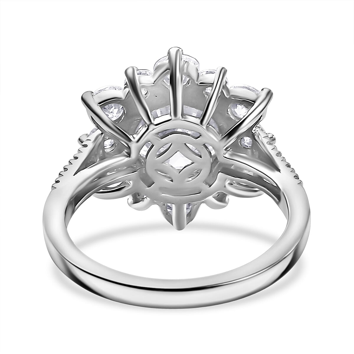 Moissanite Halo Ring in Rhodium Overlay Sterling Silver 3.90 Ct. 7986670 5
