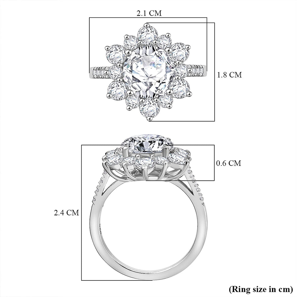 Moissanite Ring in Rhodium Overlay Sterling Silver 3.90 Ct.
