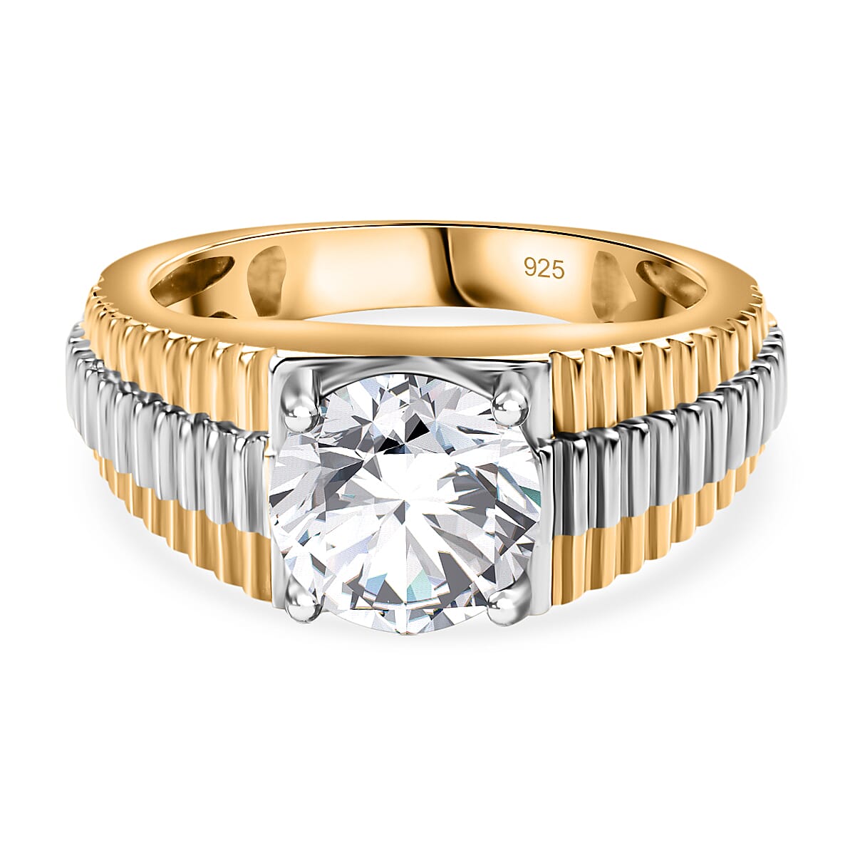 Moissanite Mens Ring in 18K Vermeil Yellow Gold Plated Sterling Silver 2.50 Ct, Silver Wt. 6.82 Gms 7783833 2