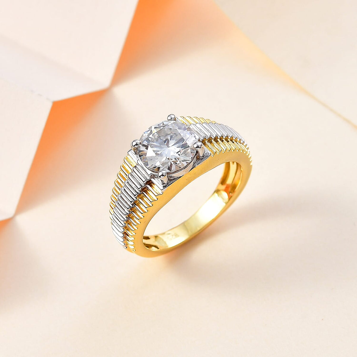 Moissanite Mens Ring in 18K Vermeil Yellow Gold Plated Sterling Silver 2.50 Ct, Silver Wt. 6.82 Gms 7783833 4