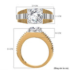 Moissanite Mens Ring in 18K Vermeil YG Plated Sterling Silver 2.50 Ct, Silver Wt. 6.82 Gms